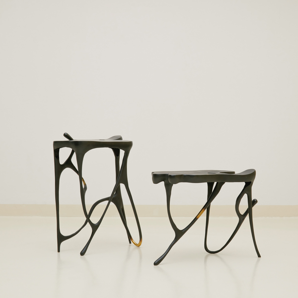 Ink Beistelltisch aus massivem Messing – Hoch