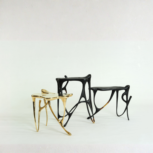Ink Beistelltisch aus massivem Messing – Hoch